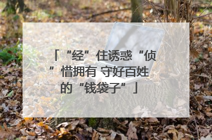 “经”住诱惑“侦”惜拥有 守好百姓的“钱袋子”