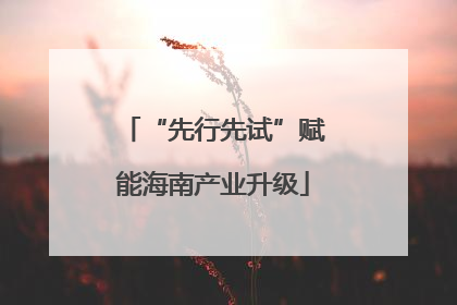“先行先试”赋能海南产业升级