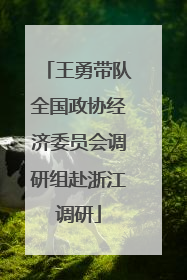 王勇带队全国政协经济委员会调研组赴浙江调研