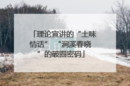 理论宣讲的“土味情话” “涧溪春晓”的破圈密码