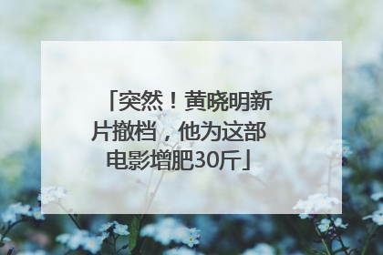 突然！黄晓明新片撤档，他为这部电影增肥30斤