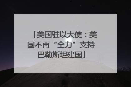 美国驻以大使：美国不再“全力”支持巴勒斯坦建国