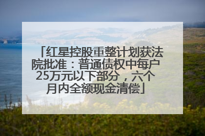 红星控股重整计划获法院批准：普通债权中每户25万元以下部分，六个月内全额现金清偿