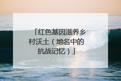 红色基因滋养乡村沃土（地名中的抗战记忆）