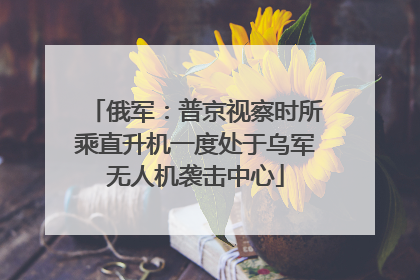 俄军：普京视察时所乘直升机一度处于乌军无人机袭击中心