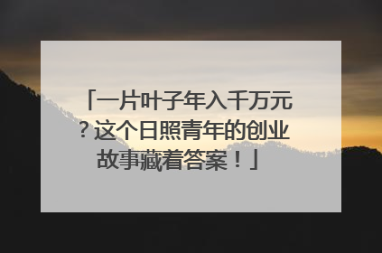 一片叶子年入千万元？这个日照青年的创业故事藏着答案！