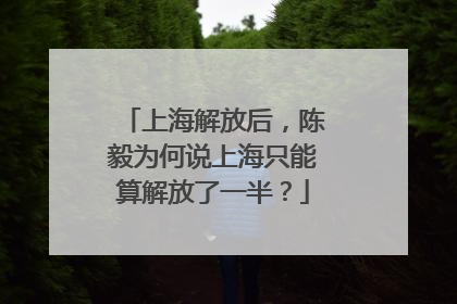 上海解放后，陈毅为何说上海只能算解放了一半？
