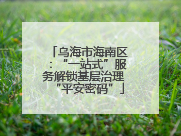 乌海市海南区：“一站式”服务解锁基层治理“平安密码”