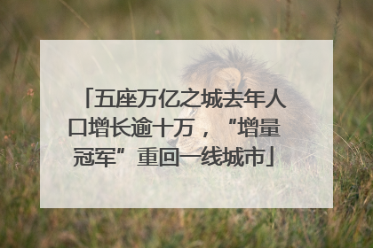 五座万亿之城去年人口增长逾十万，“增量冠军”重回一线城市