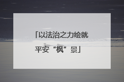 以法治之力绘就平安“枫”景