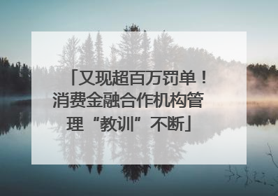 又现超百万罚单！消费金融合作机构管理“教训”不断