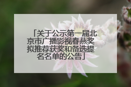 关于公示第一届北京市广播影视春燕奖拟推荐获奖和备选提名名单的公告