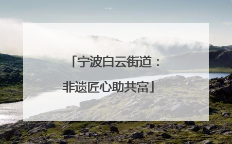 宁波白云街道：非遗匠心助共富