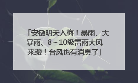 安徽明天入梅！暴雨、大暴雨、8～10级雷雨大风来袭！台风也有消息了