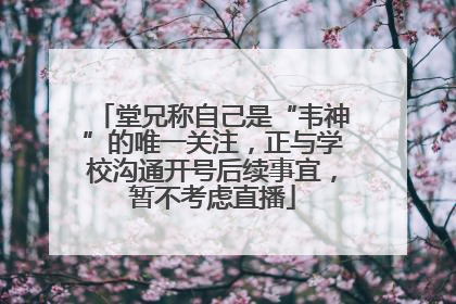 堂兄称自己是“韦神”的唯一关注，正与学校沟通开号后续事宜，暂不考虑直播