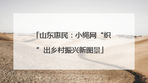 山东惠民：小绳网“织”出乡村振兴新图景