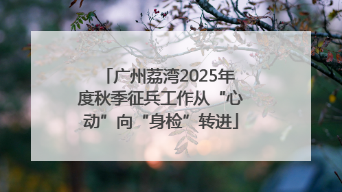 广州荔湾2025年度秋季征兵工作从“心动”向“身检”转进