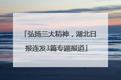 弘扬三大精神，湖北日报连发3篇专题报道