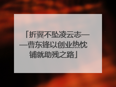 折翼不坠凌云志——曹东锋以创业热忱铺就助残之路