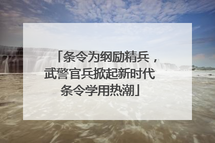 条令为纲励精兵，武警官兵掀起新时代条令学用热潮