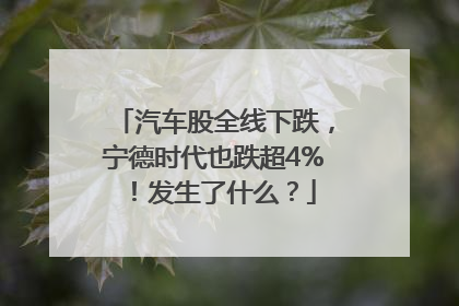 汽车股全线下跌，宁德时代也跌超4%！发生了什么？