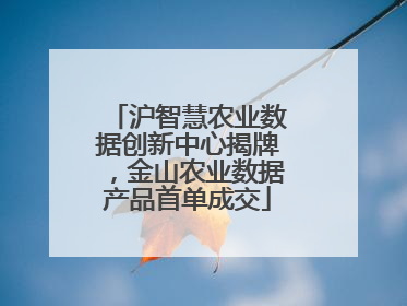 沪智慧农业数据创新中心揭牌，金山农业数据产品首单成交