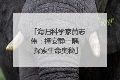 海归科学家黄志伟：择安静一隅 探索生命奥秘
