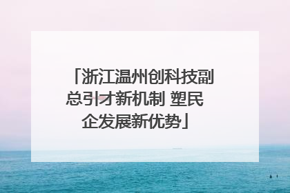 浙江温州创科技副总引才新机制 塑民企发展新优势