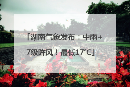 湖南气象发布：中雨+7级阵风！最低17℃