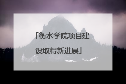 衡水学院项目建设取得新进展