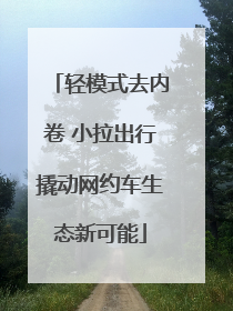 轻模式去内卷 小拉出行撬动网约车生态新可能
