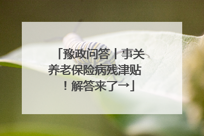 豫政问答丨事关养老保险病残津贴！解答来了→