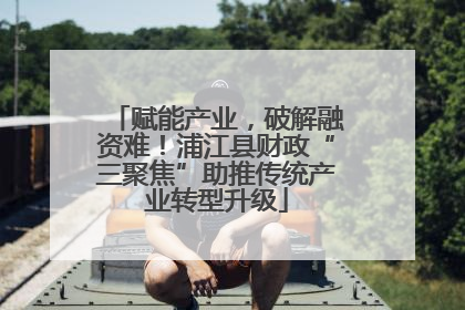 赋能产业，破解融资难！浦江县财政“三聚焦”助推传统产业转型升级