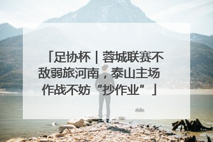 足协杯｜蓉城联赛不敌弱旅河南，泰山主场作战不妨“抄作业”