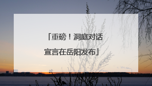重磅！洞庭对话宣言在岳阳发布