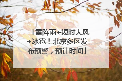 雷阵雨+短时大风+冰雹！北京多区发布预警，预计时间
