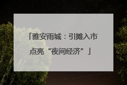 雅安雨城：引摊入市 点亮“夜间经济”