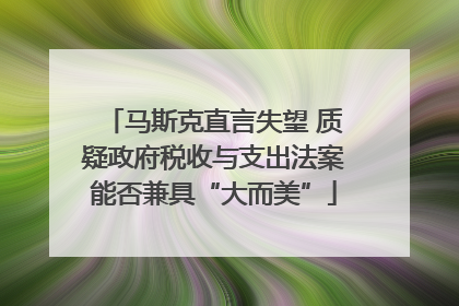 马斯克直言失望 质疑政府税收与支出法案能否兼具“大而美”