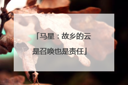 马星：故乡的云是召唤也是责任
