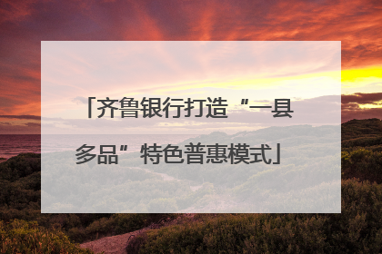 齐鲁银行打造“一县多品”特色普惠模式