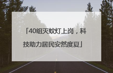 40组灭蚊灯上岗，科技助力居民安然度夏